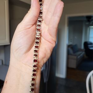 Garnet and Sterling Silver Bracelet